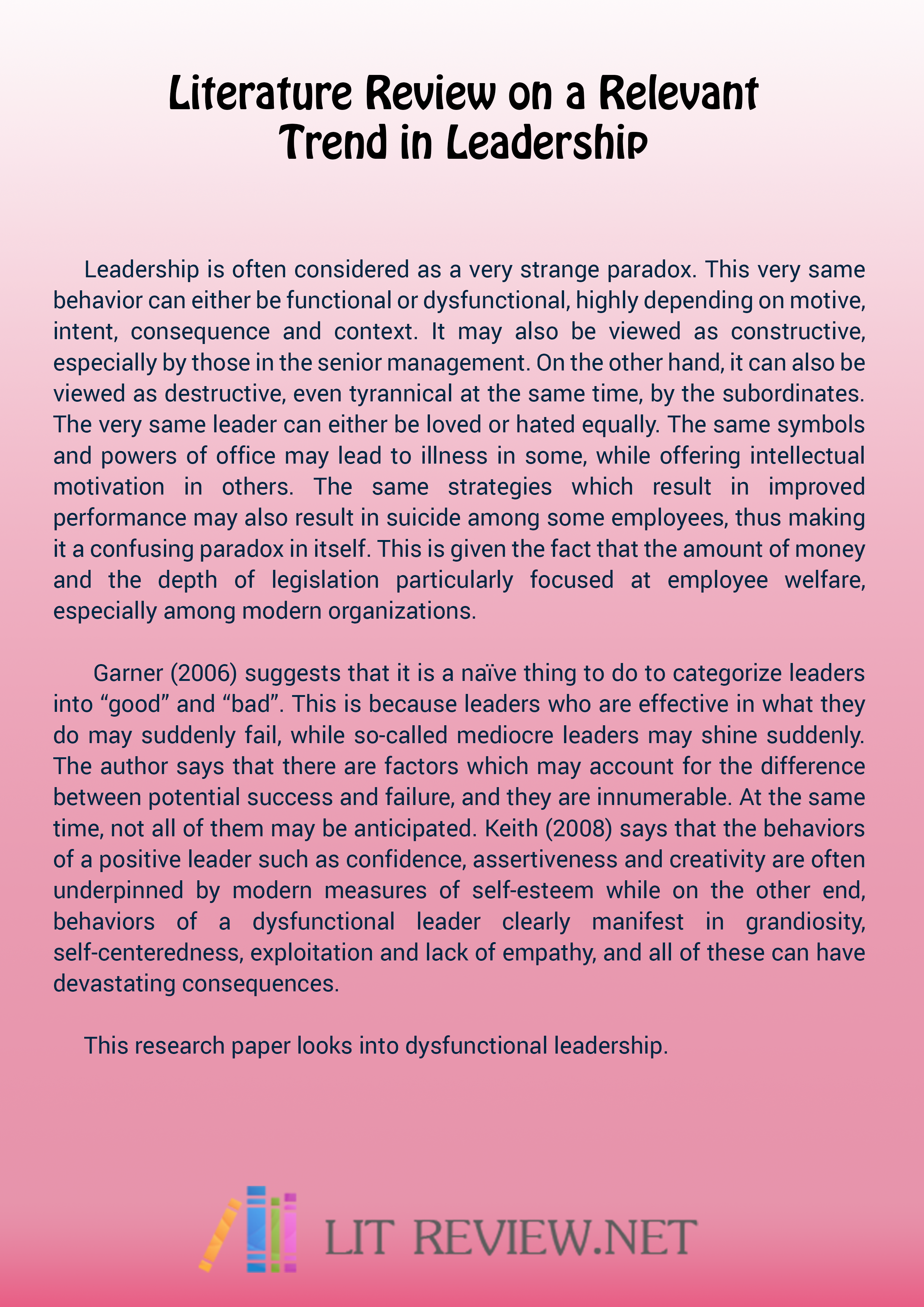 Literature review order